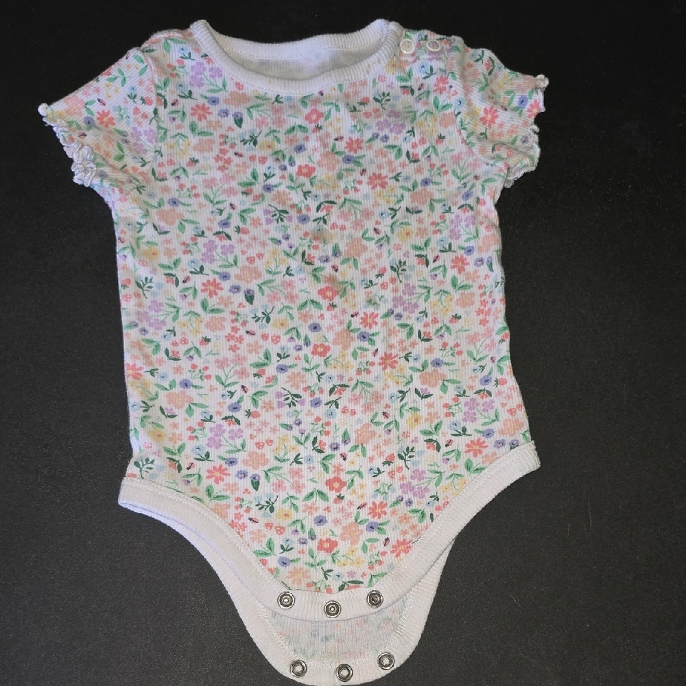 Garanimals Pink and Green Bodysuit with Floral Print